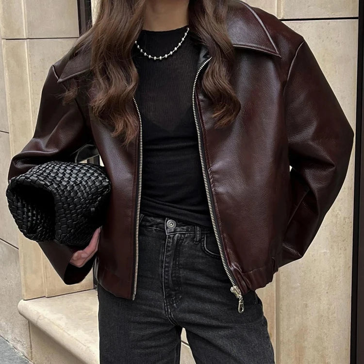 Burgundy Biker Jacket